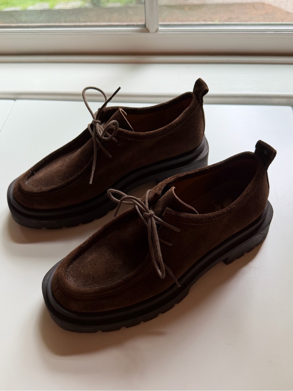 BOBBIES PARIS - Women’s Suede Lace-Up Loafers in Dark Brown, Size 38